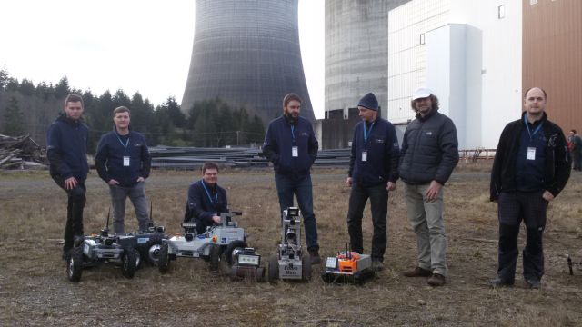 Robotika team with robots at the nuclear power plant