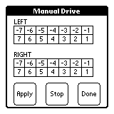 Manual drive control screen